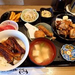 いこう - 魚定食 1,000円(うな重とカニクリームコロッケ)  おまかせでお肉(値段おまかせ)