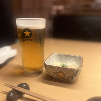 意気な寿し処阿部 青山店 - 生ビール　お通し