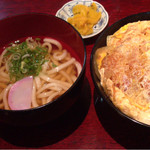 ぼくの店 - ランチパスポートメニュー☆カツ丼&ハーフうどん&漬物