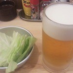 串だおれ - お通しのキャベツとトリビー