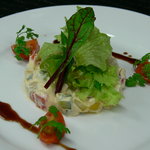 西京酒場 萬天 - 角切り野菜を防府特産の一馬味噌とマスカルポーネで和えました。　４８０円