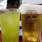 Menkoitei - 緑茶ハイ＆生ビール