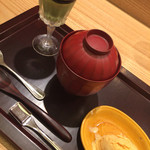 日本料理 太月 - 抹茶のムース黒蜜・キャラメルのアイス・泡ぜんざい