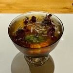 みえ田 - 葛素麺　北海道島海老　蓴菜　すだちのジュレ