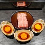 焼うお いし川 - ☆上カルビすき焼き準備万端☆