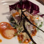 ウエストパパ - 昆布締め黒鯛の炙りカルパッチョ