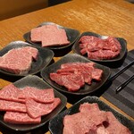 チョイス - 左下から　特選クリ、A5サーロイン、上ロース、ハラミ、カイノミ、シャトーブリタン