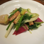 活帆立貝と中国野菜の炒め