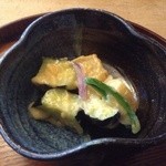 蕎麦 坐忘 - 餅麩と茄子の生姜味噌