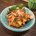 焼鳥と釜めし 一起 - ササミのニラキムチ和え