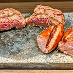 感動の肉と米 - お肉たちの断面。