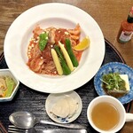 熊ヶ井旅館食堂 - 【ランチBセット　海老と夏野菜の冷製スパゲッティ】