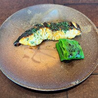 幻珠 - 焼物　旬魚木の芽焼き　万願寺唐辛子