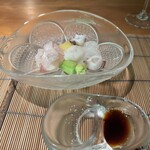 来人喜人　はぎ原 - ヒラメ　水蛸　いとうり　青い芋茎