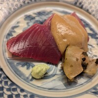 木山 - 駿河湾のカツオをミドリナスのソースで食べる