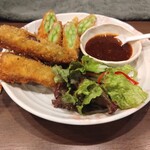 めいくいん - アスパラの豚バラ巻&赤ナス揚げ