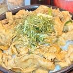 丼達 水道橋店 - タイムサービスで大盛りにご飯を更に追加。肉は2倍盛りかな。
