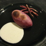 リストランテ サクラ - 2015.9　紫芋と金時芋のペースト　ゴルゴンゾーラソース