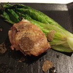 リストランテ サクラ - 2015.9　トリュフ添えポルチーニのリゾットを包んだ地鶏のグリル