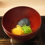 片折 - ヘタムラサキ茄子、金糸玉子、絹さや