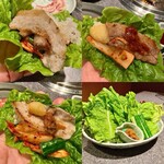 杏樹亭 岸根店 - 色々なサムギョプサル風のお肉と「サンチュ（税抜￥550）×2」