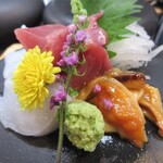 人と木 - 刺身は、ホヤ、タコなど3品