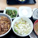 吉野家 - 料理写真:ねぎ玉牛丼サラダセット 冷や汁変更