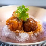 館山美食倶楽部 - 2025.7 イノシシのライチ酢豚（上ロース、ライチを巻いたヒレ、種なしライチ、ライチシャーベット）