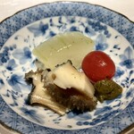 鮨 ひろ海 - 鮑・冬瓜・トマト炊き合わせ・鮑肝添え