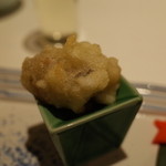 東郷 - 前菜① 鴨の生ハムと無花果のお米フリット 2014.9.2x