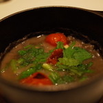 東郷 - 石窯 岩手産佐助豚のフェジョアーダ かんずりを乗せて 2014.9.2x