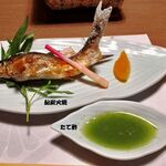 湯回廊 菊屋 - 香りがしっかりとしたアユの塩焼き