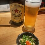 下北沢 鳥田むら - お通しは鶏皮ポン酢　赤星あります！