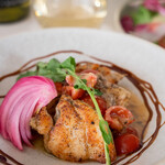 RISTRETTO&CROISSANT LABORATORIO - Roasted Daisen chicken breast with herbs fresh tomatoes and mustard vinaigrette｜大山鶏むね肉の香草ロティ フレッシュトマトとマスタードヴィネグレット