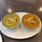 ブッダスパイス - Ｂセットは2種類のカレーが選べ、タイグリーンカレーとマトンを選択('25/07/22)