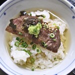 神乃湯ホテル - 夕食（米沢牛ステーキ茶漬け）