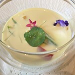 la mura 神戸会下山 - スープ（とうもろこしと甘酒の冷製スープ）入れたのん