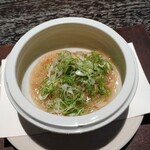 玉峰館 - 鮎並餅粉揚げ　加茂茄子揚げ煮　蟹と鱶鰭餡