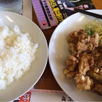 弥山 - タレでいただく若鶏の唐揚げ定食。これにスープも付いて６００円。