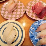 南房総 やまと寿司 - 赤イカ　鮮魚3貫　まぐろ3貫　地魚3貫