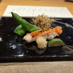 江之浦リトリート 凛門 - 金目鯛の鱗焼き、牛蒡と万願寺とうがらし