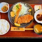 かつ治 - ・選べてうれしい！お楽しみランチ　1,180円
ロースかつ、エビフライをチョイス