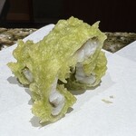 鮨 一 - 穴子天ぷら(抹茶衣)