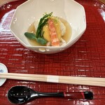 佳肴岡もと - シーアスパラガスの塩気が餡とお見事