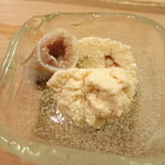 うを徳 - 同じく山口干しガレイの卵と胃袋。余すところ無くいただきます！