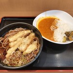 よもだそば - 岩下の新生姜天そば620円と半カレー390円