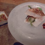 和食 板垣 - 千年鯛　海ぶどう　ポン酢　自家製の辛くて美味いやつ