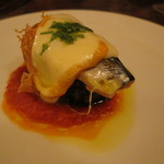 秋刀魚と賀茂茄子、スカモルツァチーズの重ね焼き2