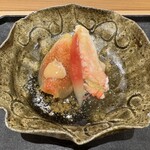 鮨 こん藤 - イチジクと毛蟹の先付け 八方酢のジュレ