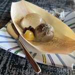 カフェ 閑居 - 季節限定　水わらび餅(アイスは、バニラ・抹茶・ほうじ茶から選ぶ)